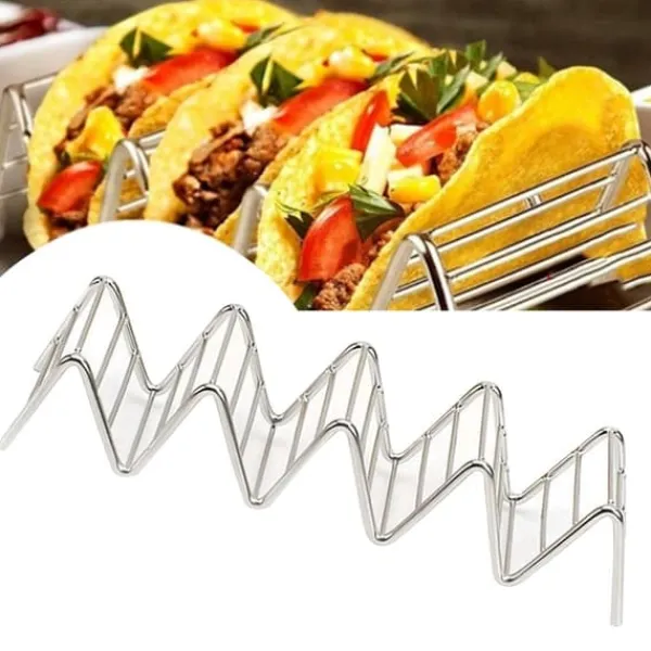 Tilbehør Til Madservering>V-formet tacoholderstativ i rustfrit stål - 4-5 riste - Madreol til hjemmekøkken - 6,3x22,5x4,5 cm/2,5x8,9x1,8in