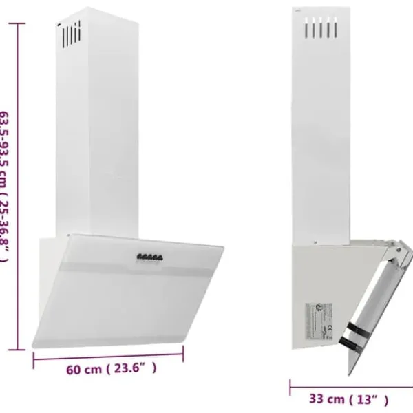 Væghængt emhætte 60 cm - Støjsvag og kraftig | Farve: Stål og hærdet glas | Størrelse: 60 cm Clearance