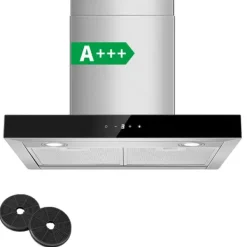 Væghængt Køkkenemhætte, 400m³/t Udsugning, Ultra-Stille 52dB, Energi Effektiv A+++,EU Online