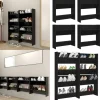 Væghængt skoskab 4 stk. 60x18x60 cm konstrueret træ sort - Væghængt Skoskab - Væghængte Skoskabe - Home & Living Outlet
