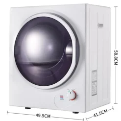 Væghængt tørretumbler 2,5 kg, 200 min timer, dobbeltfilter, PTC-keramik, rustfri, 65°C New