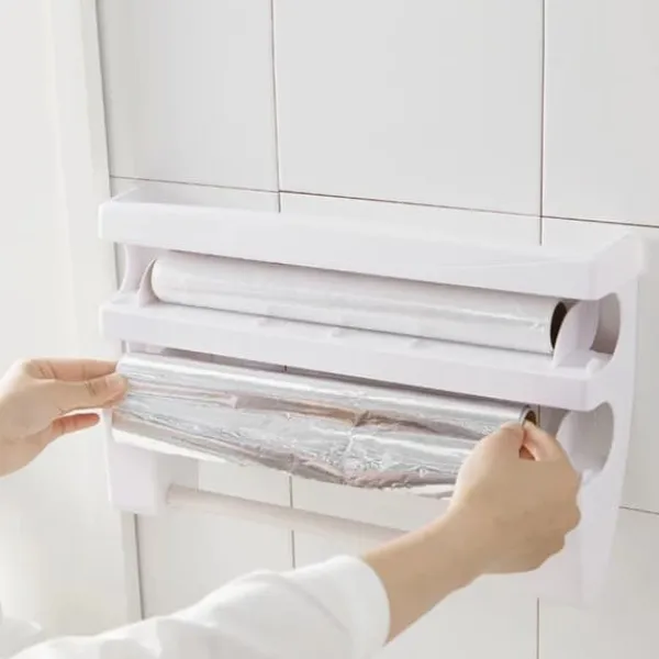 Vægholder til plastfolie/aluminiumsfolie og køkkenpapir