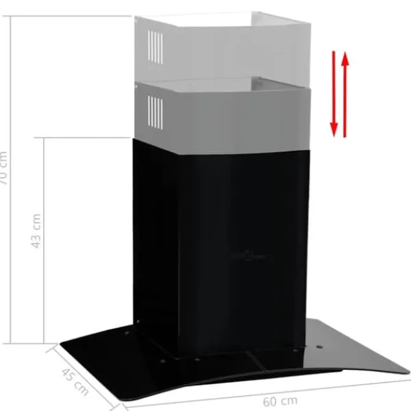 Vægmonteret emhætte i rustfrit stål - 756 m³/t | Farve: Sort | Størrelse: 60 cm Sale
