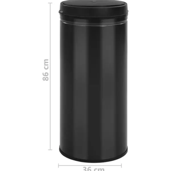 vidaXL affaldsspand med sensor 80 l kulstofstål sort - Affaldsspande & papirkurve Online