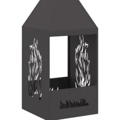 vidaXL Bålsted Sort 50 x 50 x 100 cm Koldvalset stål Outlet