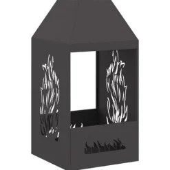vidaXL Bålsted Sort 50 x 50 x 100 cm Koldvalset stål Outlet