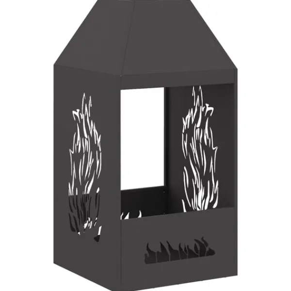 vidaXL Bålsted Sort 50 x 50 x 100 cm Koldvalset stål Outlet