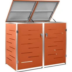 vidaXL dobbelt skraldespandsskjuler 138x77,5x112,5 cm rustfrit stål - Affaldsspandsskjulere