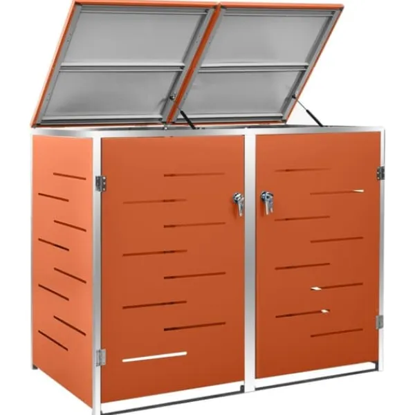 vidaXL dobbelt skraldespandsskjuler 138x77,5x112,5 cm rustfrit stål - Affaldsspandsskjulere