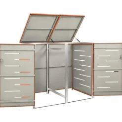 vidaXL dobbelt skraldespandsskjuler 138x77,5x112,5 cm rustfrit stål - Affaldsspandsskjulere