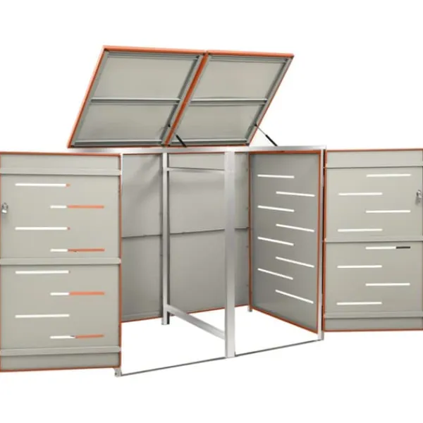 vidaXL dobbelt skraldespandsskjuler 138x77,5x112,5 cm rustfrit stål - Affaldsspandsskjulere