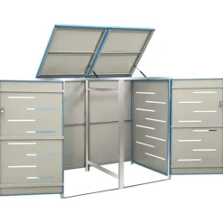 vidaXL dobbelt skraldespandsskjuler 138x77,5x112,5 cm rustfrit stål - Affaldsspandsskjulere New