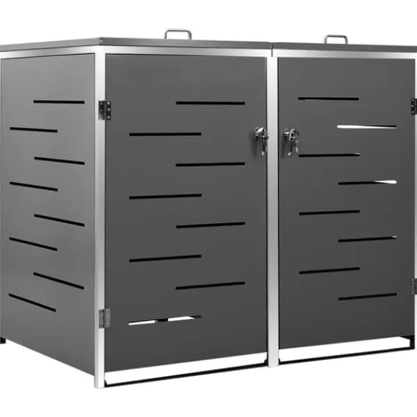 vidaXL Tilbehør Til Affaldshåndtering>dobbelt skraldespandsskjuler 138x77,5x112,5 cm rustfrit stål - Affaldsspandsskjulere