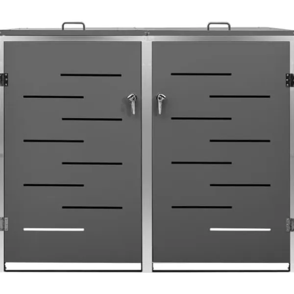vidaXL Tilbehør Til Affaldshåndtering>dobbelt skraldespandsskjuler 138x77,5x112,5 cm rustfrit stål - Affaldsspandsskjulere