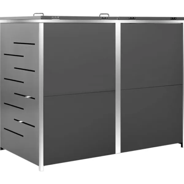 vidaXL Tilbehør Til Affaldshåndtering>dobbelt skraldespandsskjuler 138x77,5x112,5 cm rustfrit stål - Affaldsspandsskjulere