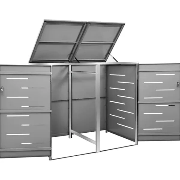vidaXL Tilbehør Til Affaldshåndtering>dobbelt skraldespandsskjuler 138x77,5x112,5 cm rustfrit stål - Affaldsspandsskjulere