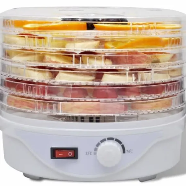 vidaXL fødevaredehydrator med 6 stabelbare bakker (rund) - Køkkenudstyr Hot