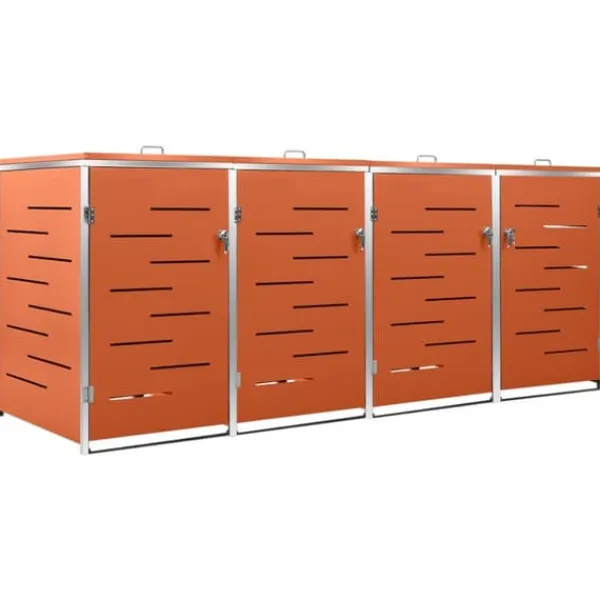 vidaXL firedobbelt skraldespandsskjuler 276,5x77,5x112,5 rustfrit stål - Affaldsspandsskjulere Best