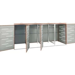 vidaXL firedobbelt skraldespandsskjuler 276,5x77,5x112,5 rustfrit stål - Affaldsspandsskjulere Best