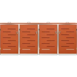 vidaXL firedobbelt skraldespandsskjuler 276,5x77,5x112,5 rustfrit stål - Affaldsspandsskjulere Best