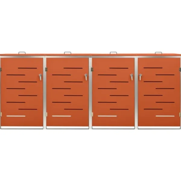 vidaXL firedobbelt skraldespandsskjuler 276,5x77,5x112,5 rustfrit stål - Affaldsspandsskjulere Best