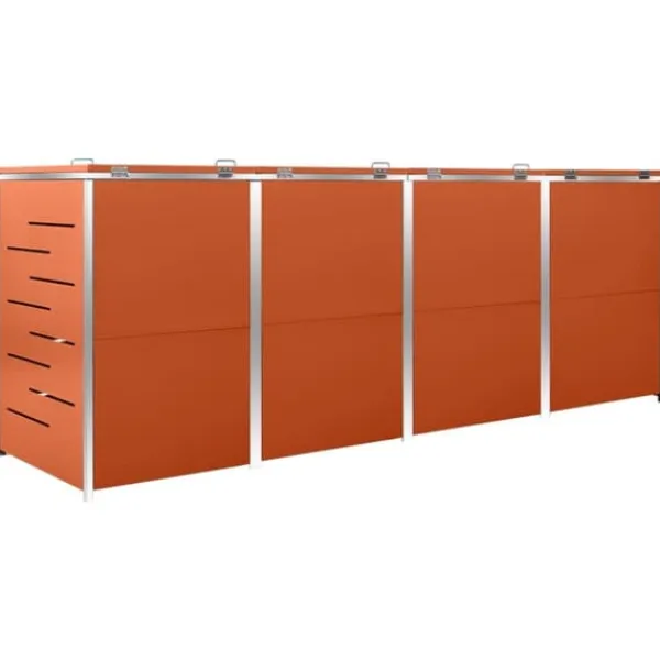 vidaXL firedobbelt skraldespandsskjuler 276,5x77,5x112,5 rustfrit stål - Affaldsspandsskjulere Best