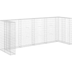 vidaXL gabionvæg til affaldsspand 320x100x120 cm galvaniseret stål - Affaldsspandsskjulere New