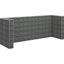 vidaXL gabionvæg til affaldsspand 320x100x120 cm galvaniseret stål - Affaldsspandsskjulere New