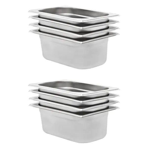 vidaXL gastronorm beholder 8 stk. GN 1/4 100 mm rustfrit stål - Varmebordspander Sale