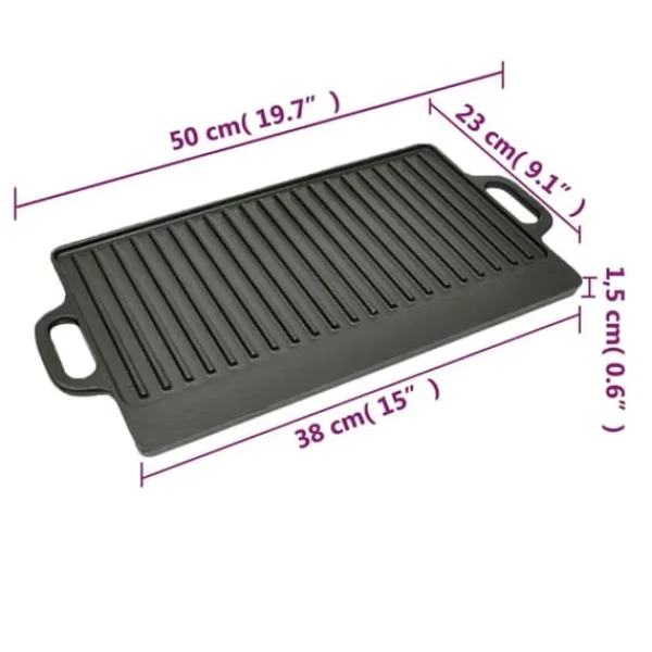 vidaXL Gryder, Stegepander Og Kasseroller>grillplade 50x23 cm vendbar støbejern - Grillplader & grillpander