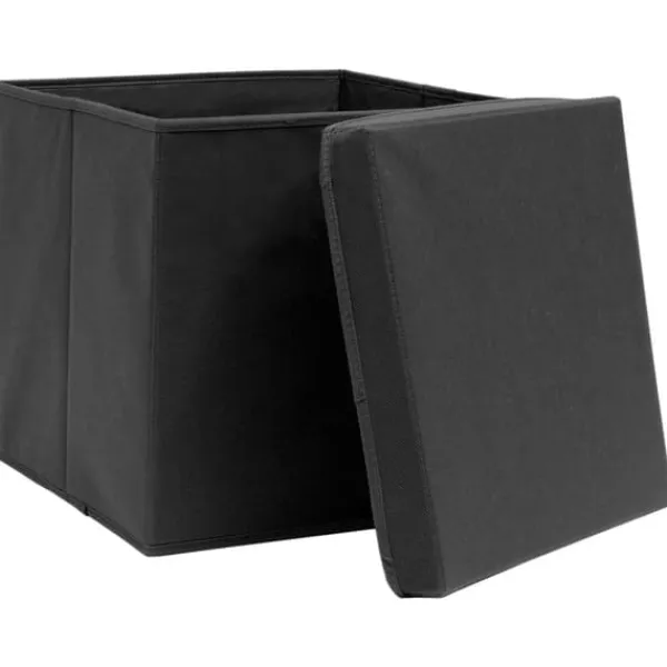vidaXL opbevaringskasser med låg 4 stk. 32x32x32 stof sort - Opbevaringskasser Hot