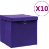 vidaXL opbevaringskasser med låg 10 stk. 28x28x28 cm lilla - Opbevaringskasser Best