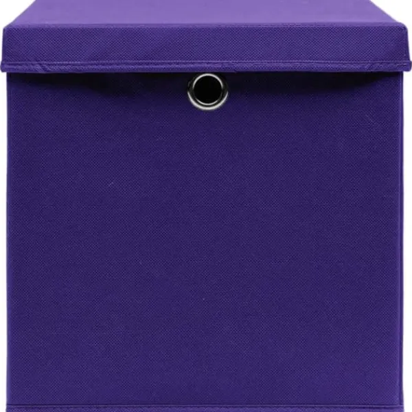 vidaXL opbevaringskasser med låg 10 stk. 28x28x28 cm lilla - Opbevaringskasser Best