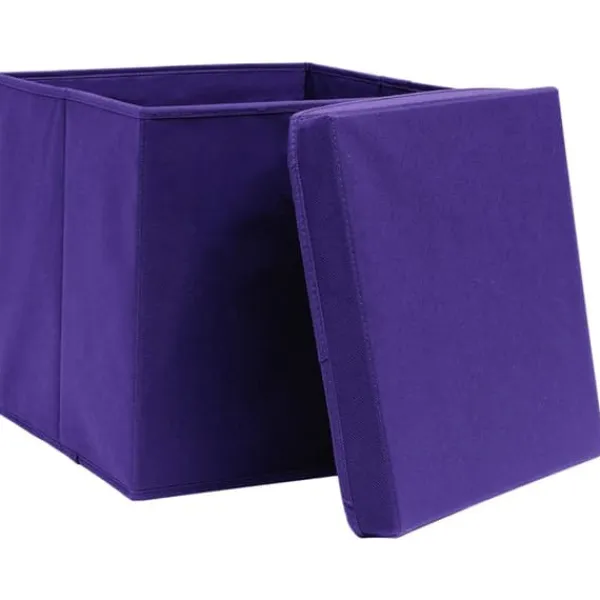 vidaXL opbevaringskasser med låg 10 stk. 28x28x28 cm lilla - Opbevaringskasser Best