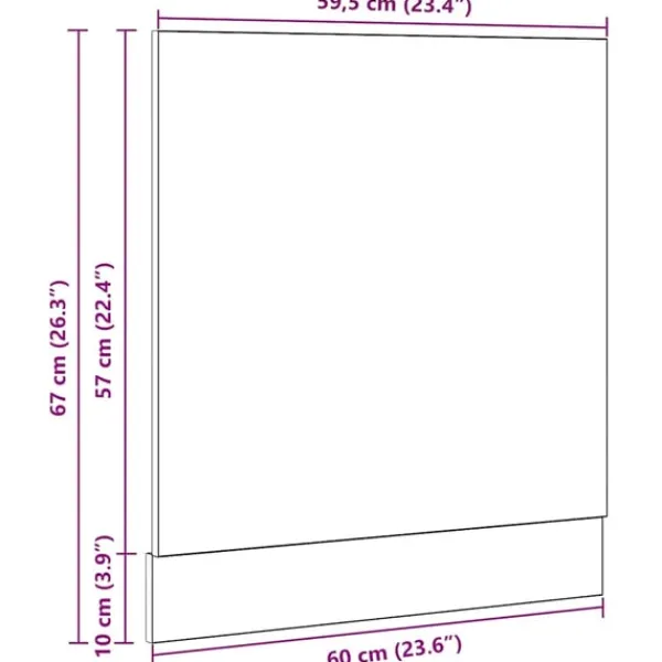 vidaXL Opvaskemaskiner>opvaskemaskinepanel "Lyon" sort eg 60x1,5x67 cm konstrueret træ