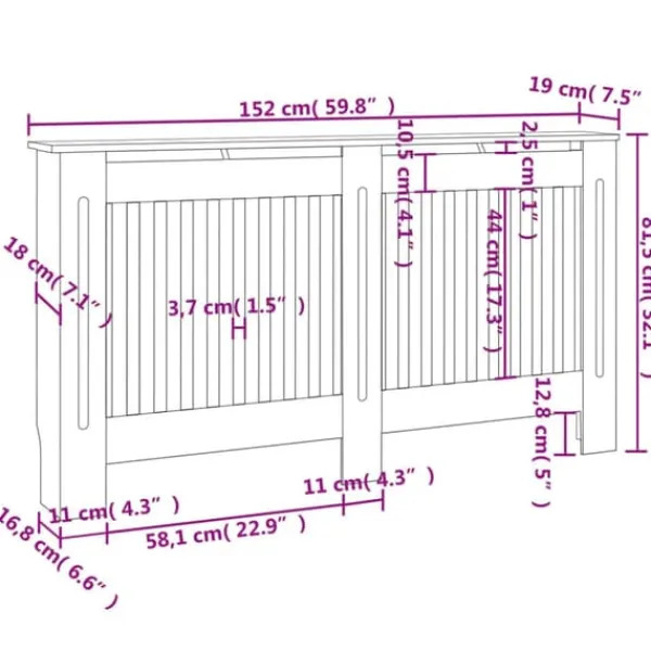 vidaXL Radiatorer>radiatorskjuler i MDF 152 cm hvid - Radiatorer – tilbehør