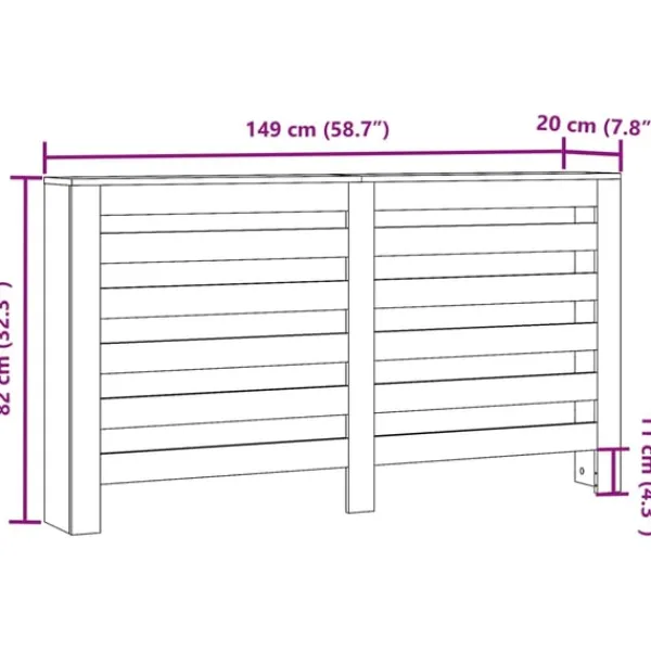 vidaXL Radiatorer>radiatorskjuler 149x20x82 cm konstrueret træ hvid