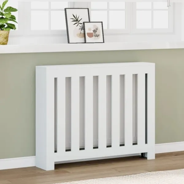 vidaXL radiatorskjuler 104x20x82 cm konstrueret træ hvid Online