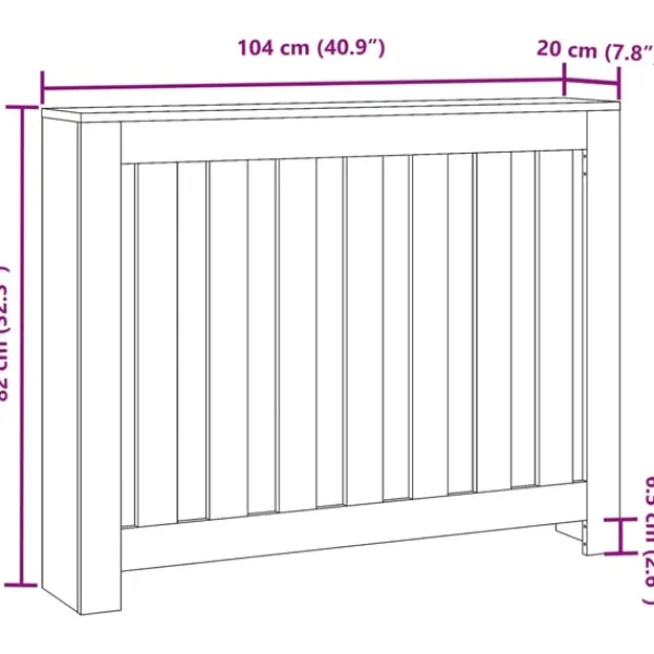 vidaXL radiatorskjuler 104x20x82 cm konstrueret træ hvid Online