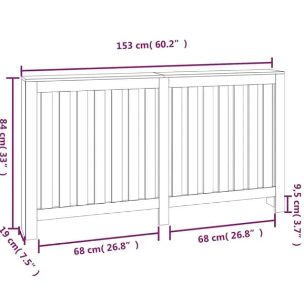 vidaXL Radiatorer>radiatorskjuler 153x19x84 cm massivt fyrretræ hvid - Radiatorer – tilbehør