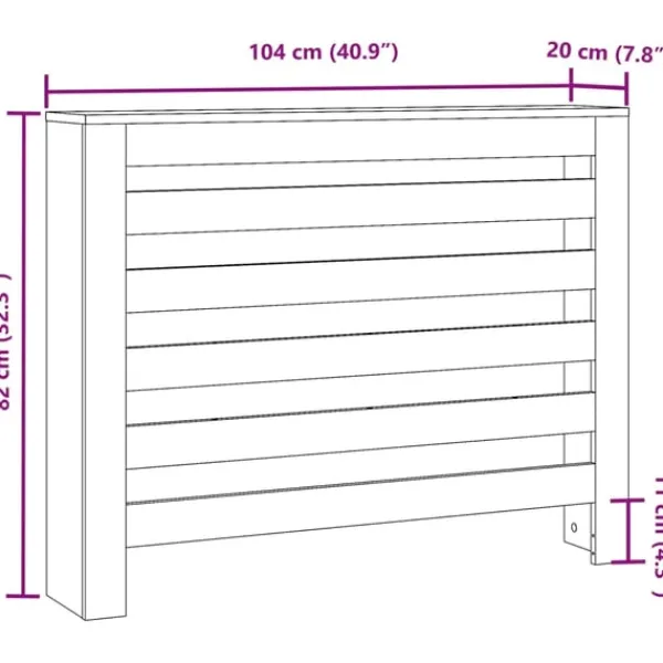 vidaXL radiatorskjuler 104x20x82 cm konstrueret træ røget egetræsfarve Sale