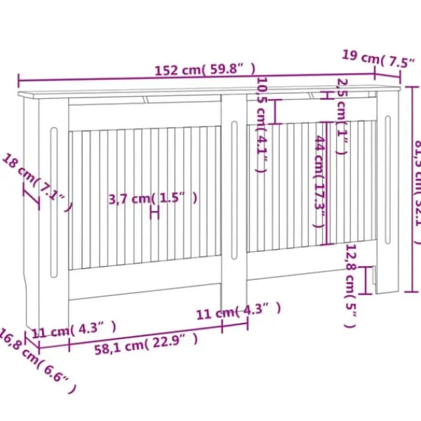 vidaXL Radiatorer>radiatorskjulere 2 stk. MDF 152 cm hvid - Radiatorer – tilbehør