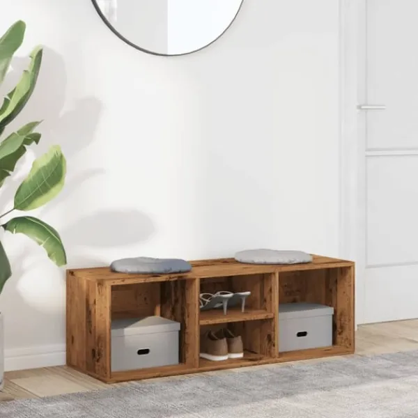 vidaXL Tøj- & Garderobeopbevaring>skobænk 105x35x35 cm konstrueret træ antikt trælook