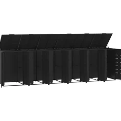 vidaXL skraldespandsskjuler 414x79x117 cm 6 rum stål sort Hot