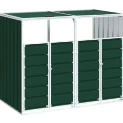 vidaXL Tilbehør Til Affaldshåndtering>skraldespandsskjuler 144x81x113 cm 1 rum stål grøn