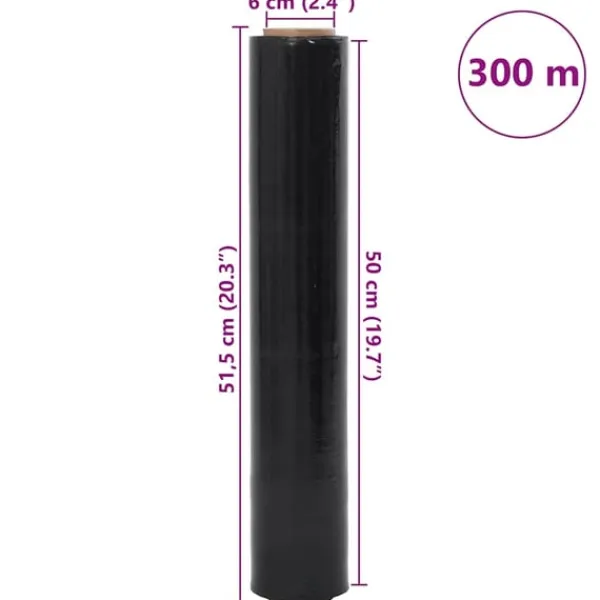 vidaXL Madfolie>Strækfilm 2 pcs sort 30 μm 50 cm x 300 m