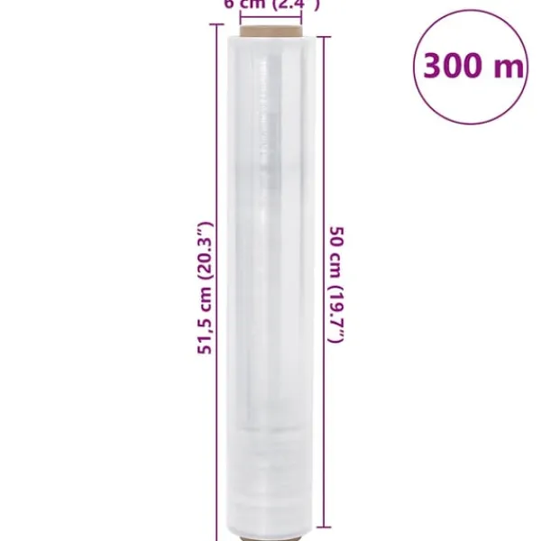 vidaXL Madfolie>Strækfilm 6 stk gennemsigtige 20 μm 50 cm x 300 m