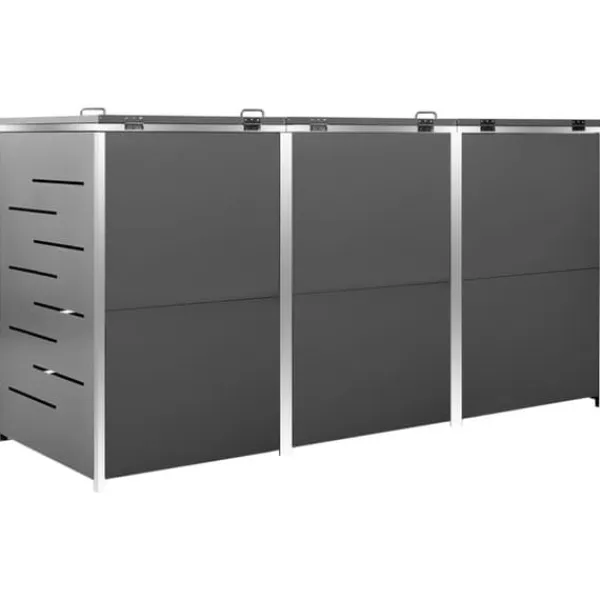 vidaXL Tilbehør Til Affaldshåndtering>tredobbelt skraldespandsskjuler 207x77,5x112,5 cm rustfrit stål - Affaldsspandsskjulere
