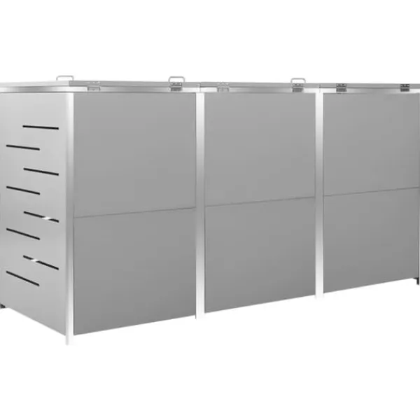 vidaXL Tilbehør Til Affaldshåndtering>tredobbelt skraldespandsskjuler 207x77,5x112,5 cm rustfrit stål - Affaldsspandsskjulere