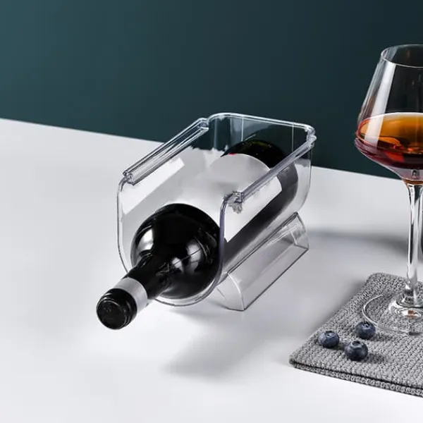 Vinflaskeholdere>Vinarrangør Stabelbar Plastik Transparent Vandbjørneflaskeholder Til Hjemmets Fremvisning 1 Flaske Transparent